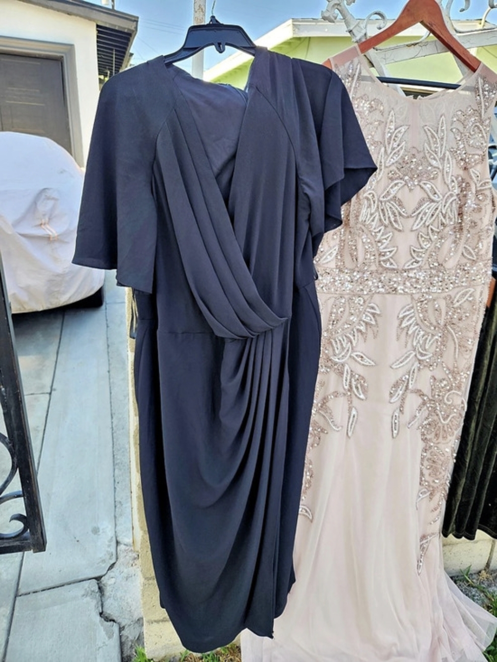 Maggie London Draped Maxi Dress in Black Size 18 1X